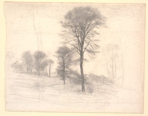 Landschaft mit verstreuten Bäumen. "Ryet" bei Farum See von Vilhelm Hammershøi