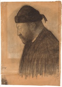 Porträt von Thorvald Bindesbøll im Profil nach links