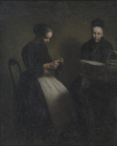 Abend im Wohnzimmer, die Mutter und die Frau des Künstlers