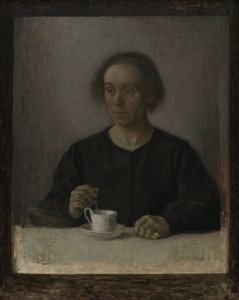 Ida Hammershøi, die Frau des Künstlers, mit einer Teetasse