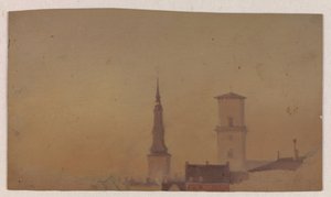 Studie der Türme der Petri-Kirche und der Kathedrale Unserer Lieben Frau