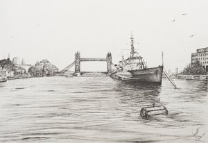HMS Belfast auf der Themse, London, 2006
