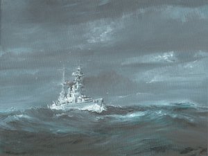 HMS Hood vor der Küste Schottlands in den 1920er Jahren