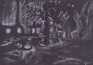Pflanze im Raum bei Kerzenlicht von Vincent Alexander Booth