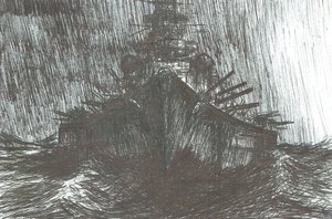 Tirpitz bei schwerem Wetter 1942 von Vincent Alexander Booth