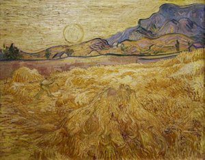 Weizenfeld mit Schnitter und Sonne, 1889