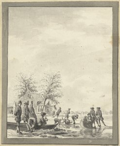 Eisvergnügen auf dem Buiten Spaarne bei Haarlem bei der Herberge