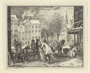 Herren arbeiten in einer Straße von Vincent Laurensz. van der Vinne (II)