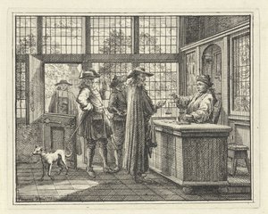 Interieur mit Goldwäger und Kunden