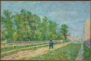 Straße am Rande von Paris, Bauer trägt eine Schaufel auf der Schulter, 1887 von Vincent van Gogh