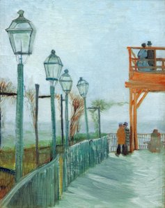 Terrasse und Aussichtsdeck auf der Moulin de Blutefin, Montmartre von Vincent van Gogh