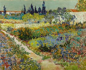 Blühender Garten mit Weg