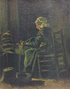Frau am Spinnrad, 1885
