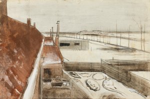 Blick aus dem Fenster von Vincents Atelier im Winter II (1883) von Vincent van Gogh