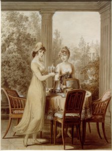 Zwei Damen im Pavillon von Vincenz Georg Kininger