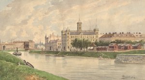 Die Weissgärber Lände in Wien mit dem Donau-Dampfschiffahrtsgebäude
