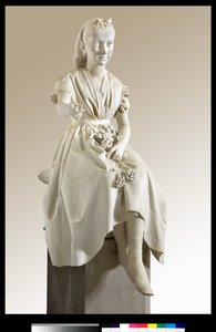 Porträt der Marquise Virginia Busti Porro als junges Mädchen oder junge Dame, die eine Blume anbietet von Vincenzo Vela