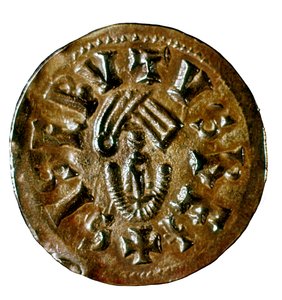 Tremissis (oder Triens) von König Sisenand, geprägt in Caesaraugusta (Zaragoza), Spanien, 7. Jahrhundert von Visigothic