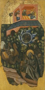 Die Geschichte des heiligen Antonius des Großen, Ein Bettler fordert den kranken König von Palästina auf, Essen zu St. Antonius zu schicken (oben); Ankunft von Kamelen mit Essen (unten)
