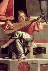 Engel mit Laute spielend, Detail aus der Darstellung Jesu im Tempel