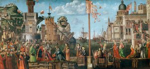 Das Treffen von Etherius und Ursula und die Abreise der Pilger, aus dem St. Ursula-Zyklus, ursprünglich in der Scuola di Sant