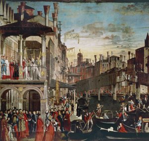 Das Wunder des Kreuzreliquien auf der Rialtobrücke, 1496