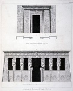 Ein Eingang und Gerüst am Tempel von Tentyris, 19. Jahrhundert