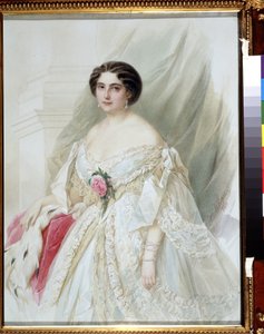 Porträt einer Dame mit Pelzumhang von Vladimir Ivanovich Hau