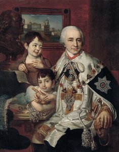 Porträt von Admiral Graf Grigory Grigoryevich Kushelev 1754-1833 mit Kindern, 1801 von Vladimir Lukich Borovikovsky