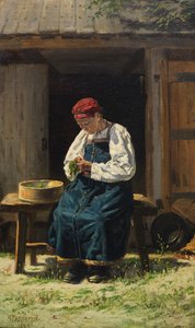 Bäuerin bei der Arbeit, 1874 von Vladimir Yegorovich Makovsky