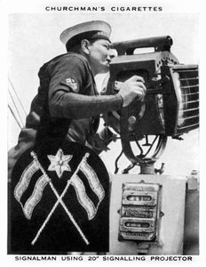 Signalman mit 20 Signalling Projector, 1937