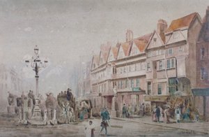 Blick nach Osten entlang der Südseite von Holborn und Stable Inn, London, 1860