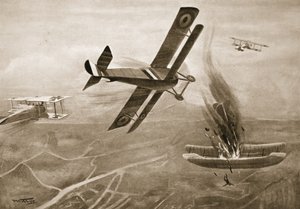 Luftkampf von Kapitän Hawker mit drei deutschen Flugzeugen von W. Avis