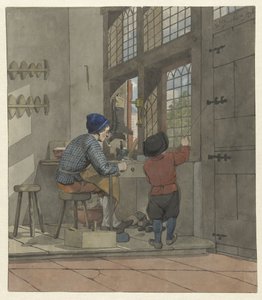 Schuster in seiner Werkstatt