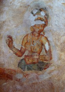 Sri Lanka, Fresko von Mädchen im archäologischen Komplex von Sigiriya (UNESCO-Welterbeliste) von John Ward Dunsmore