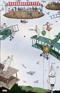 Ein Luftkricketspiel der Zukunft, ca. 1918-1919 von William Heath Robinson