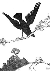 Und schlug mit seinen schwarzen Flügeln gegen die Kutsche, bis sie außer Sicht war, ca. 1930