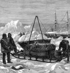 Vorbereitung auf eine Schlittenfahrt in der Arktis, 1875 von W. Palmer