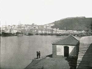 Die Stadt und der Hafen von Malaga, Spanien, 1895 von W and S Ltd