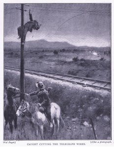 Beim Drahtschneiden erwischt, Illustration aus After Pretoria: The Guerilla War, 1902 von Wal Paget