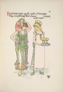 Butterblumen und Kannenpflanze. Zwei junge Frauen