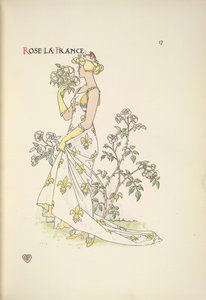 Rose La France. Eine junge Frau riecht an einem Blumenstrauß