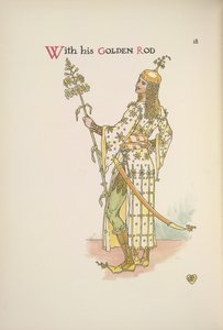 Mit seinem goldenen Stab. Ein Mann hält eine langstielige Pflanze