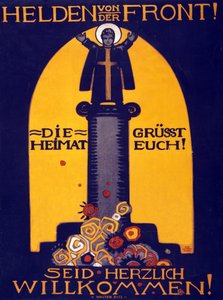 Deutsches WWI-Poster Helden von der Front, die Heimat grüßt euch! Willkommen, veröffentlicht 1915