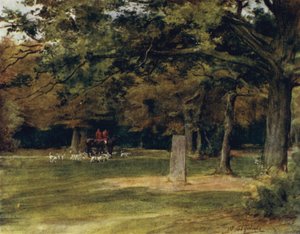 Der New Forest: Der Rufus-Stein (Farblithografie)