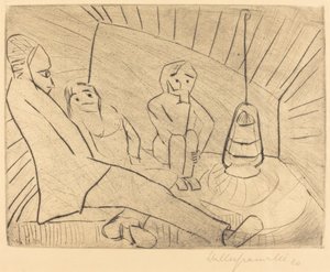 Drei Personen in einem Atelier von Walter Gramatte