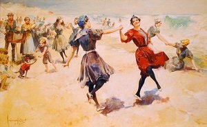 Am Strand spielen, ca. 1897