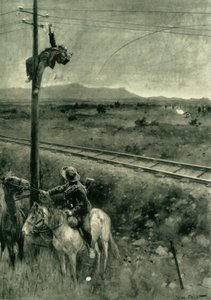 Buren beim Durchtrennen der Telegrafendrähte erwischt, 1902 von Walter Paget