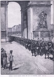 Deutsche Truppen marschieren unter dem Arc de Triomphe 1871 n. Chr.