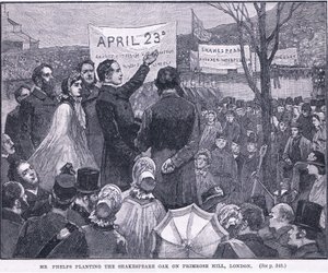 Mr. Phelps pflanzt die Shakespeare-Eiche auf dem Primrose Hill, London 1864 n. Chr. von Walter Paget